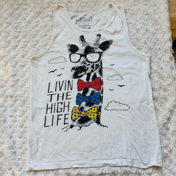 Riot Society Los Angeles Livin the High Life Giraffe Cotton Mens Tank Top Medium - Picture 1 of 4
